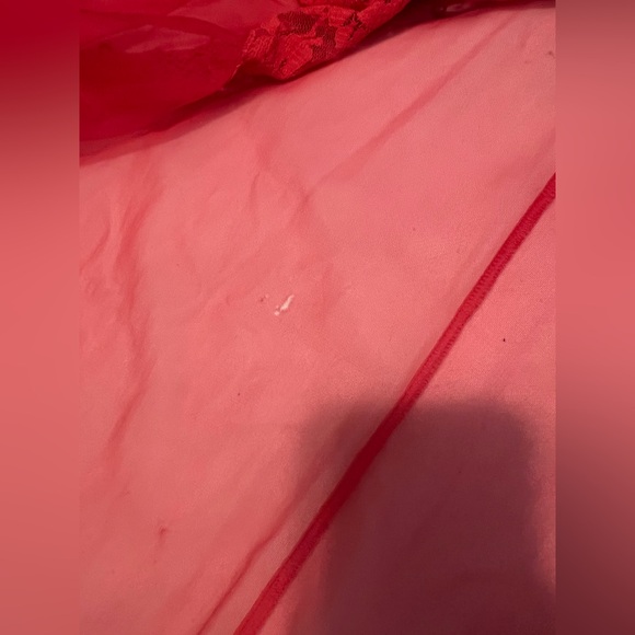 Vintage LeVoy’s red sheer robe lingerie lace heart buttons OS - Picture 12 of 13